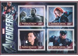 Mini Sheet, Animation, Cartoons Marvel Avengers, Cameroun,  , Comics, film