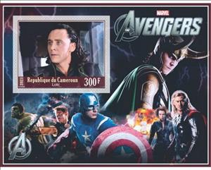 Souvenir Sheet, Animation, Cartoons Marvel Avengers, Cameroun,  , Comics, film