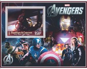 Souvenir Sheet, Animation, Cartoons Marvel Avengers, Cameroun,  , Comics, film