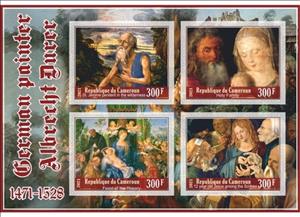 Mini Sheet, Art German painter Albrecht Durer, Cameroun,  , Painters, Paintings