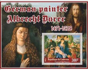 Souvenir Sheet, Art German painter Albrecht Durer, Cameroun,  , Painters, Paintings