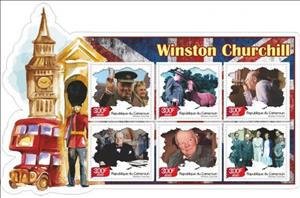 Mini Sheet, Great People Winston Churchill, Cameroun,  , Authors, Famous People, Literary People (Poets and Writers), Literature, Nobel Laureates, Painters, Politicians