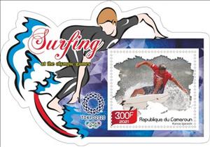 Souvenir Sheet, Sports Surfi ng at the Summer Olympics in Tokyo2020, Cameroun,  , Sports, Surfing