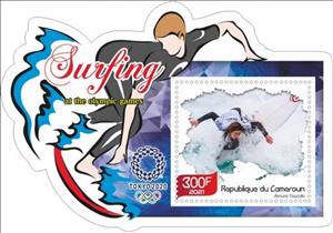 Souvenir Sheet, Sports Surfi ng at the Summer Olympics in Tokyo2020, Cameroun,  , Sports, Surfing