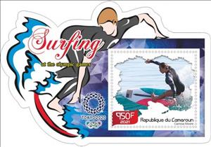 Souvenir Sheet, Sports Surfi ng at the Summer Olympics in Tokyo2020, Cameroun,  , Sports, Surfing