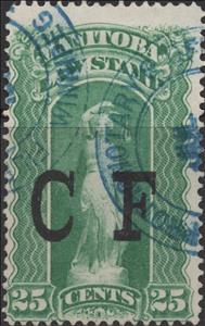 Stamp, Overprinted "CF" in black (type A), Canada,  , Scales (balance), Statues
