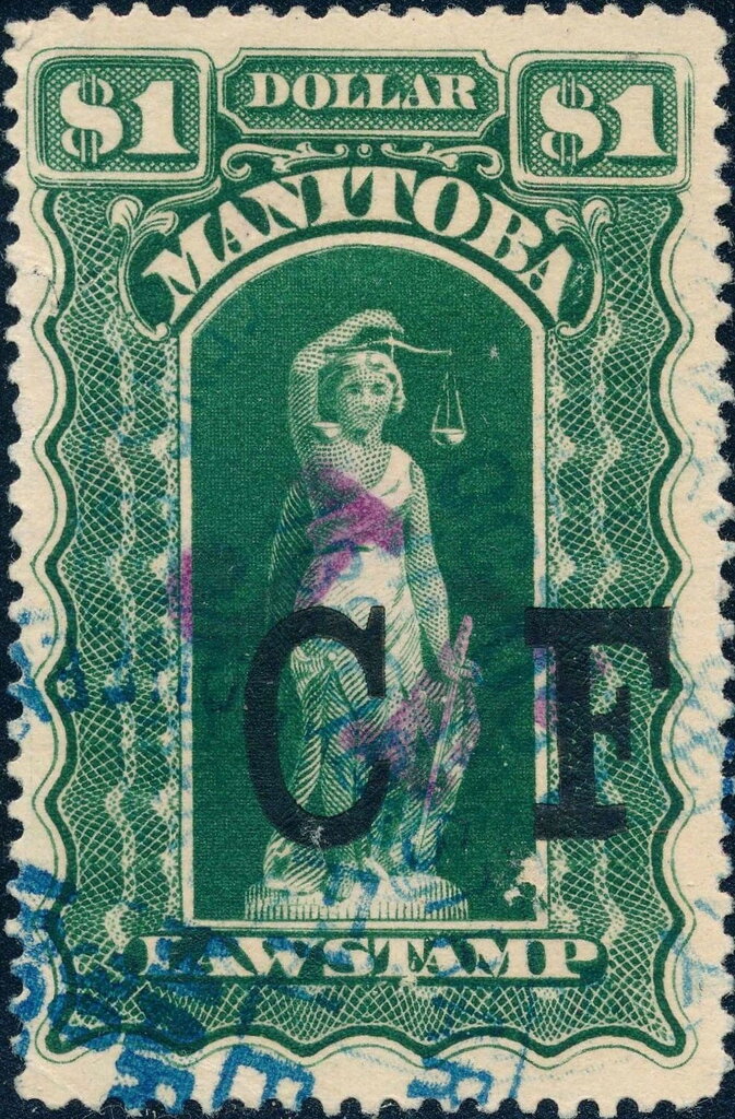 Overprinted "CF" in black (type B)