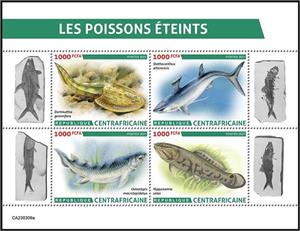 Mini Sheet, Extinct Fishes, Central African Republic,  , Animals (Fauna), Fishes, Prehistory