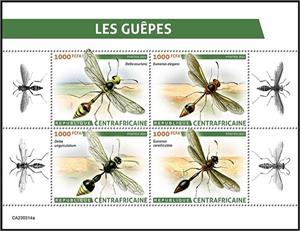 Mini Sheet, Wasps, Central African Republic,  , Animals (Fauna), Bees, Insects