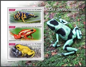 Mini Sheet, Frogs, Chad,  , Animals (Fauna), Frogs, Reptiles