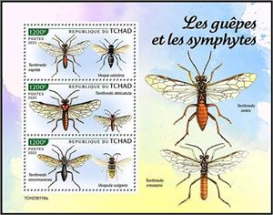 Mini Sheet, Wasps and Sawflies, Chad,  , Insects