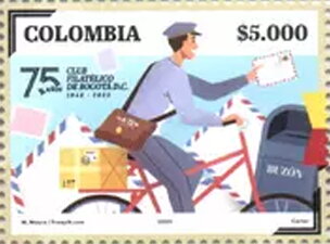 Postman Delivering Mail by Bicycle