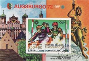 Souvenir Sheet, Canoe slalom C2, Equatorial Guinea,  , Sport, Aquatic Sports, Olympic Games, Canoeing