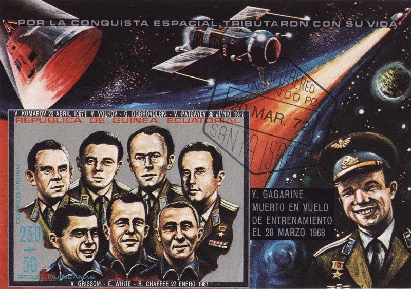 Komarov, Volkov, Dobrovolsky, Patsayev, Grissom, White, Chaf