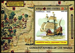 Souvenir Sheet, Carrack (19th cent.), Equatorial Guinea,  , Ships, Sailing Ships