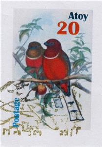 Stamp, Atoy Postage - 2 Robins in Winter, Fantasy Issues,  , Birds