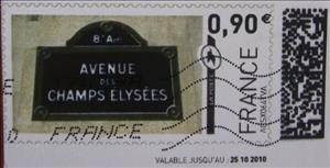 Stamp, Avenue des Champs Elysses, France,  , Signs