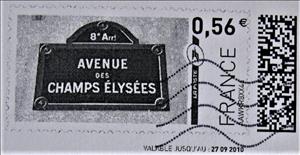 Stamp, Avenue des Champs Elysses in black, France,  , Signs