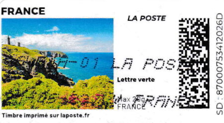 Stamp, Breton Cliffs. Redesign without laposte logo, France,  , Coastal Areas, Landscapes