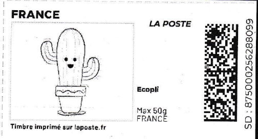 Stamp, Cactus. Redesign without laposte logo, France,  , Cacti