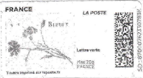 Stamp, Cornflower. Bleuet in black . Redesign.without laposte logo, France,  , Flowers, Plants (Flora)