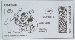 Stamp, Disney 100 years Mickey, France,  , Anniversaries and Jubilees, Cartoons, Disney