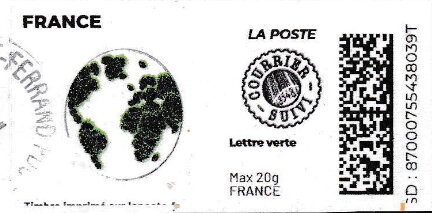 Earth 2 in black. without Laposte logo. Courrier Suivi