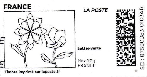 Stamp, Flowers 1. Redesign without laposte logo, France,  , Flowers