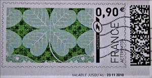 Stamp, Four leaved clover pattern, France,  , Art, Leaves