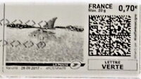 Stamp, Gold Fish Wearing a Sharks Fin in black, France,  , Animals (Fauna), Fishes, Special Occasions
