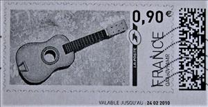 Stamp, Guitar in black, France,  , Musical Instruments
