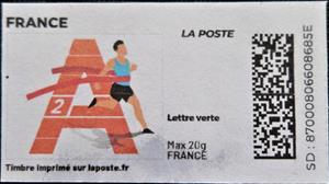 Stamp, Letter A Athletics. Redesign without Laposte logo, France,  , Athletics, Letters (Alphabet), Running, Sports