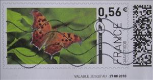 Stamp, Orange Butterfly. Painted Lady., France,  , Animals (Fauna), Butterflies, Insects