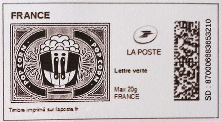 Stamp, Popcorn in black, France,  , Buildings, Government Buildings, Townscapes / City Views