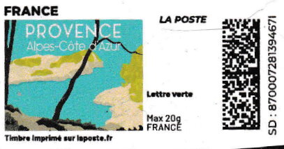 Stamp, Provence Alpes Cotes d'Azur without laposte logo, France,  , Coastal Areas, Landscapes