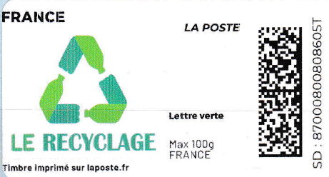 Recycling. Le Recyclage. in green. Redesign without logo