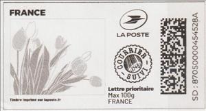 Stamp, Spring. Pink Tulips. Redesign. Courrier Suivi = Recorded..., France,  , Flowers, Spring, Tulips