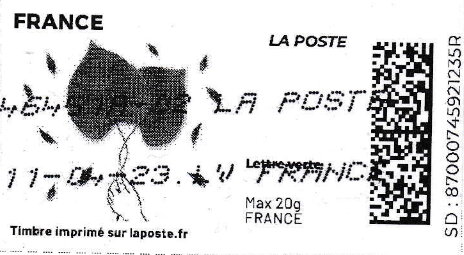 Stamp, Two Black Leaves. Redesign without Laposte logo, France,  , Leaves