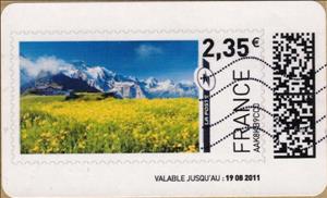 Stamp, Upland Meadow and Mountains, France,  , Landscapes, Mountains
