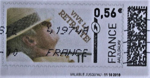 Stamp, Vive la retraite. Have a happy retirement, France,  , Headgear, Men, Old Age, Special Occasions
