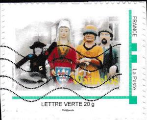 Stamp, Wattrelos. Three Giant Statues, France,  , Statues