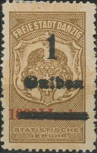 Stamp, Statistical Fees, Post Inflation Overprint, Free City of Danzig,  