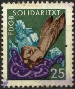 Stamp, Free German Trade Union, Germany, Democratic Republic,  , Hands