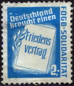 Stamp, Free German Trade Union - Friedens vertrag, Germany, Democratic Republic,  , Treaties