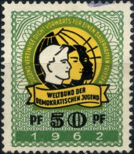 Stamp, Weltbund der Democraticher Jugend, Germany, Democratic Republic,  , Globes
