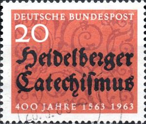 Stamp, Inscription on ornament background, Germany, Federal Republic,  , Commemoration, Religion