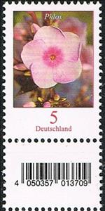 Stamp with Attached Label, Phlox, Germany, Federal Republic,  , Flowers, Plants (Flora)