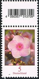 Stamp with Attached Label, Phlox, Germany, Federal Republic,  , Flowers, Plants (Flora)