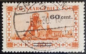 Stamp, Colliery shafthead / surcharge 60c on 80c, Germany, Saarland,  , Buildings, Industry, Landscapes, Mining