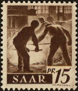 Stamp, Furnace workers, Germany, Saarland,  , Industry, Metallurgical Industry, Professions